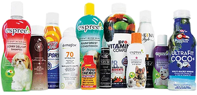 Shrink sleeve products, including energy drinks and sunscreen.